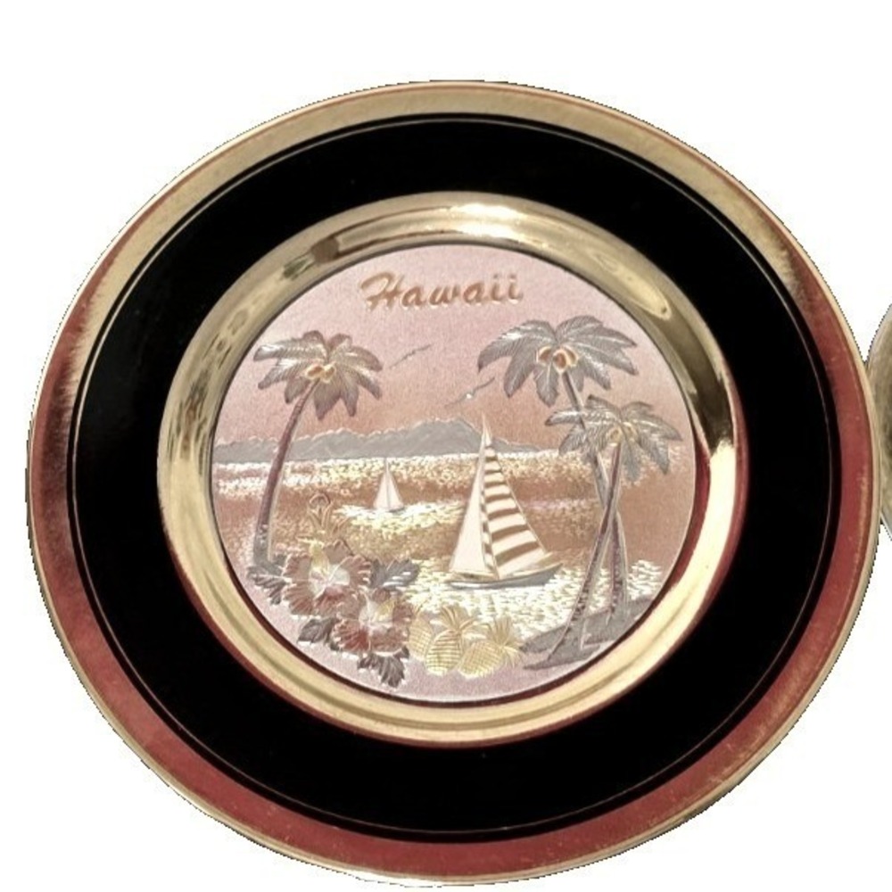 Chokin art Plate Japan, 22K Gold Edged Porcelain Elegant Decorative Dish
